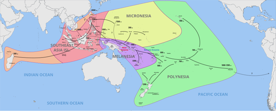 Map of Polynesian migration routes